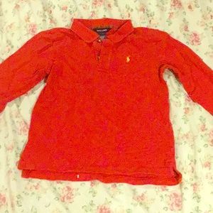 Red polo long sleeve collars shirt